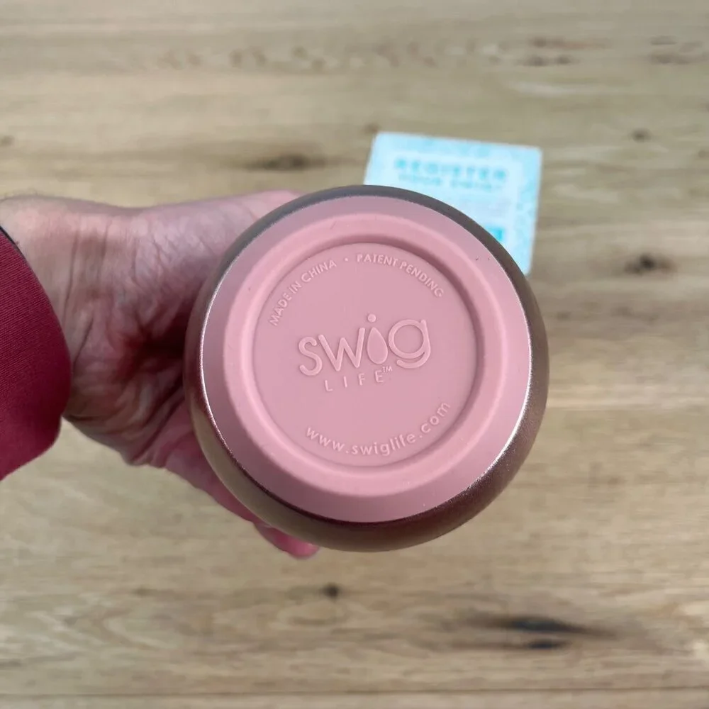 Swig Life Insulated Stemless Wine Cup 12oz Rose Gold with Lid Gift Camping NEW